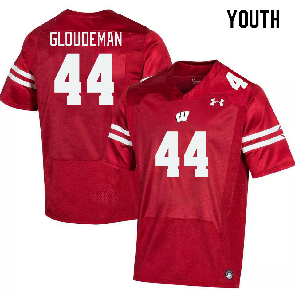 Youth #44 Zach Gloudeman Winsconsin Badgers College Football Jerseys Stitched Sale-Red